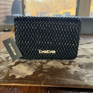 Bebe Black Textured Clutch Designer Handbag Crossbody Purse $79 New Fast Ship